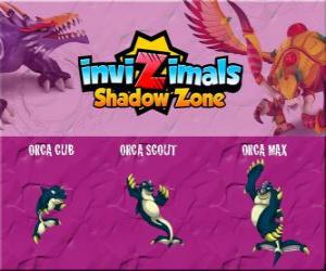 Puzzle Orca Cub, Orca Scout, Orca Max. Invizimals Shadow Zone. Πνεύμα του το βαθύ όμορφο και παιχνιδιάρικο